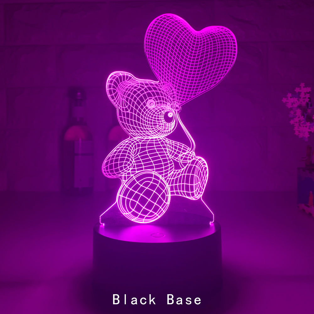 Luminária 3D LED Ursinho de Pelúcia — 16 Cores + Controle Remoto