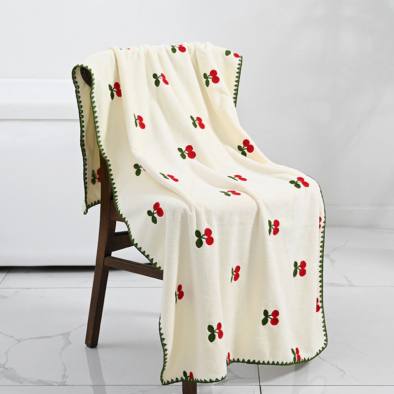 Conjunto de Toalhas de Banho Toque da Vovó — Fleece Coral com Detalhes Bordados