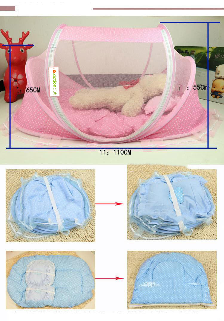 Kit Mosquiteiro Dobável para Bebê com Colchão e Travesseiro — Proteção Completa 0-2 Anos