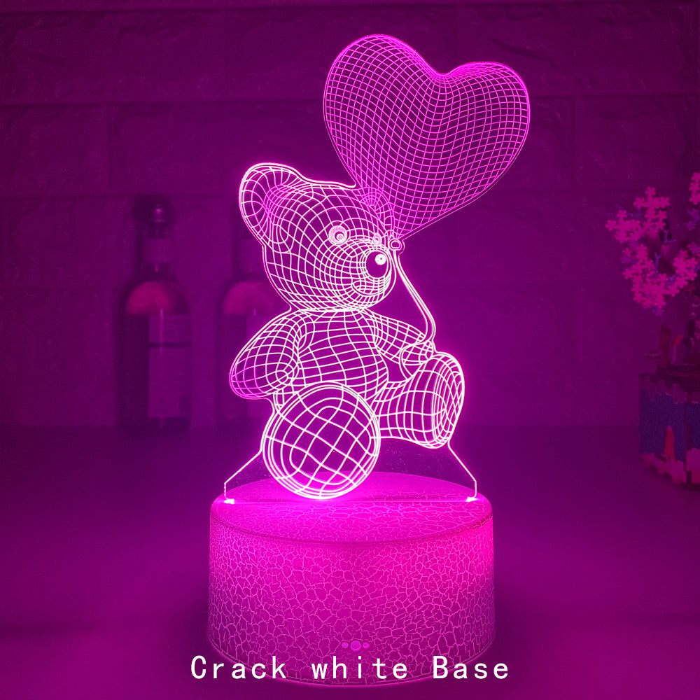 Luminária 3D LED Ursinho de Pelúcia — 16 Cores + Controle Remoto