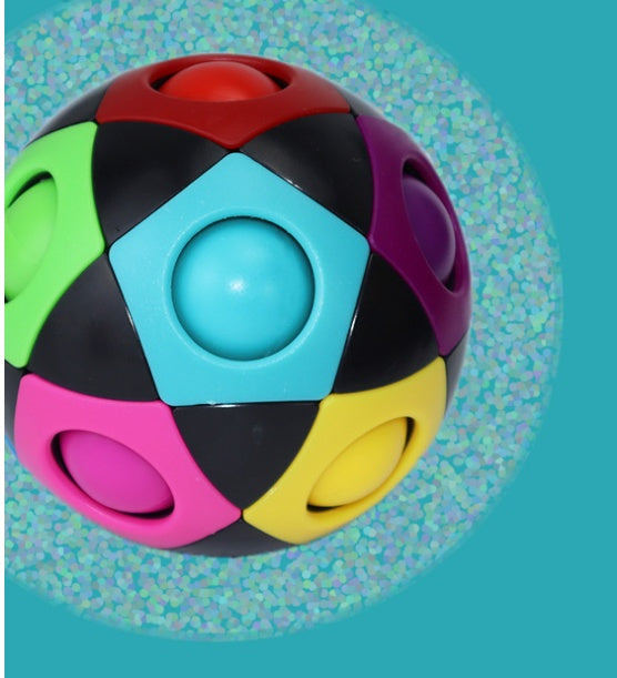 Cubo Mágico Bola Arco-Íris de Futebol Anti-Stress com 12 Furos - Brinquedo Intelectual
