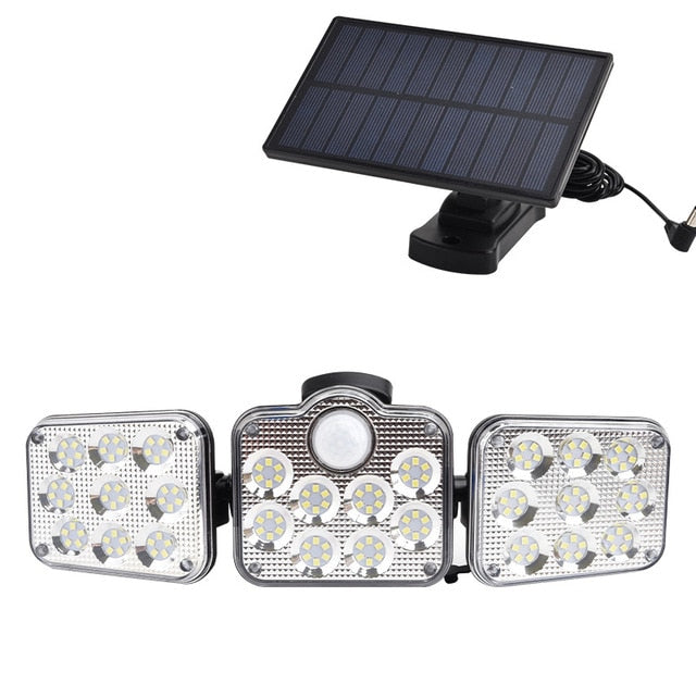 Luminária Solar de Parede com Sensor de Movimento — 74 LEDs, IP65, 8-10h de Iluminação