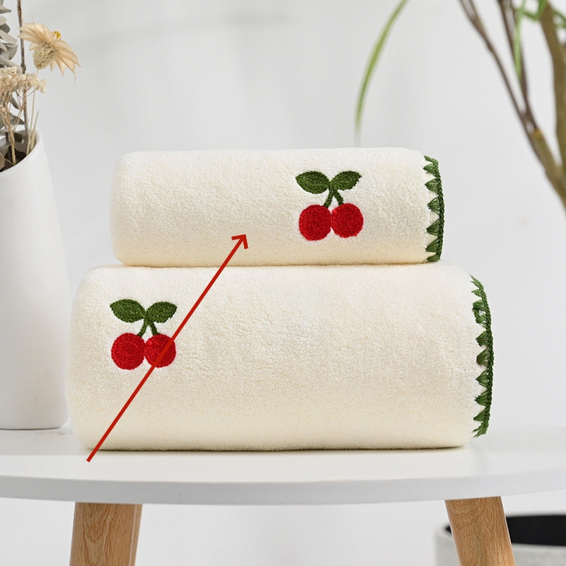 Conjunto de Toalhas de Banho Toque da Vovó — Fleece Coral com Detalhes Bordados