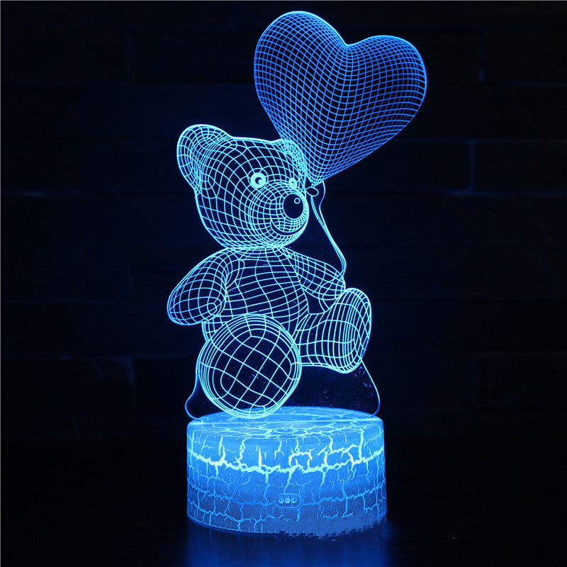 Luminária 3D LED Ursinho de Pelúcia — 16 Cores + Controle Remoto