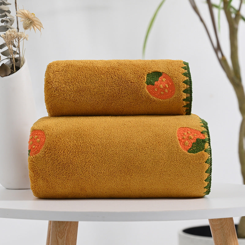 Conjunto de Toalhas de Banho Toque da Vovó — Fleece Coral com Detalhes Bordados