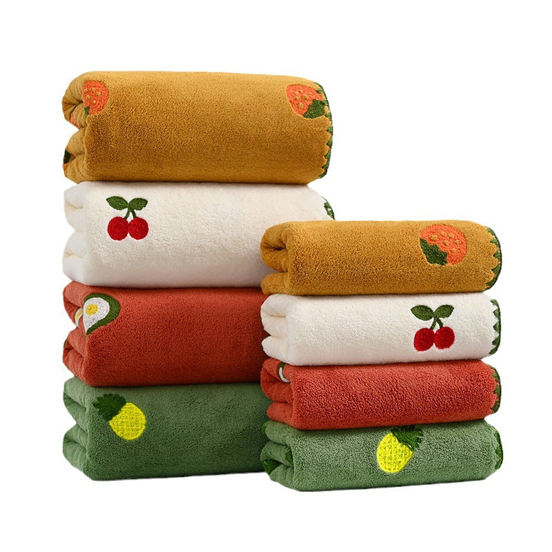 Conjunto de Toalhas de Banho Toque da Vovó — Fleece Coral com Detalhes Bordados