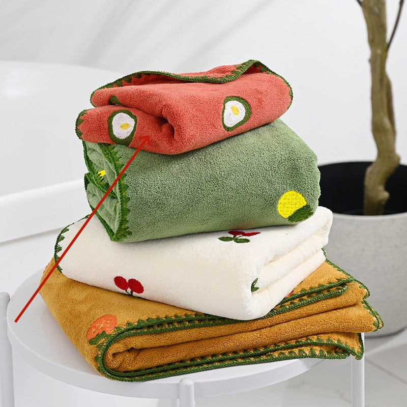 Conjunto de Toalhas de Banho Toque da Vovó — Fleece Coral com Detalhes Bordados