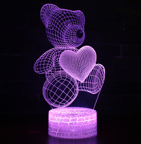 Luminária 3D LED Ursinho de Pelúcia — 16 Cores + Controle Remoto