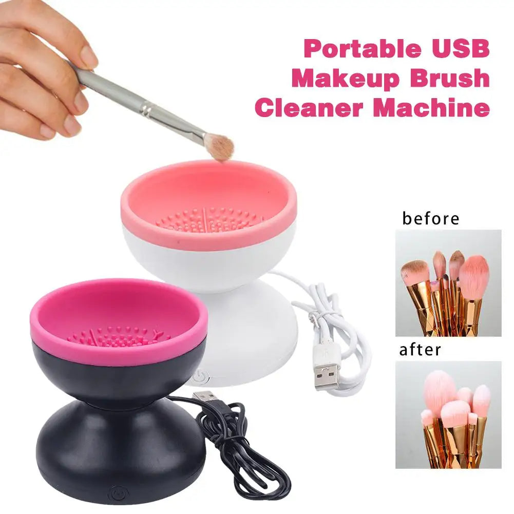 Máquina de limpeza de pincéis de maquiagem elétrica portátil automática USB, compatível com pincéis de maquiagem de todos os tamanhos.