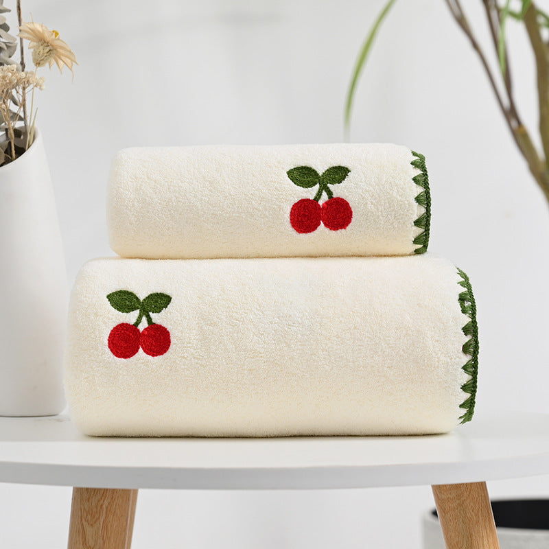 Conjunto de Toalhas de Banho Toque da Vovó — Fleece Coral com Detalhes Bordados