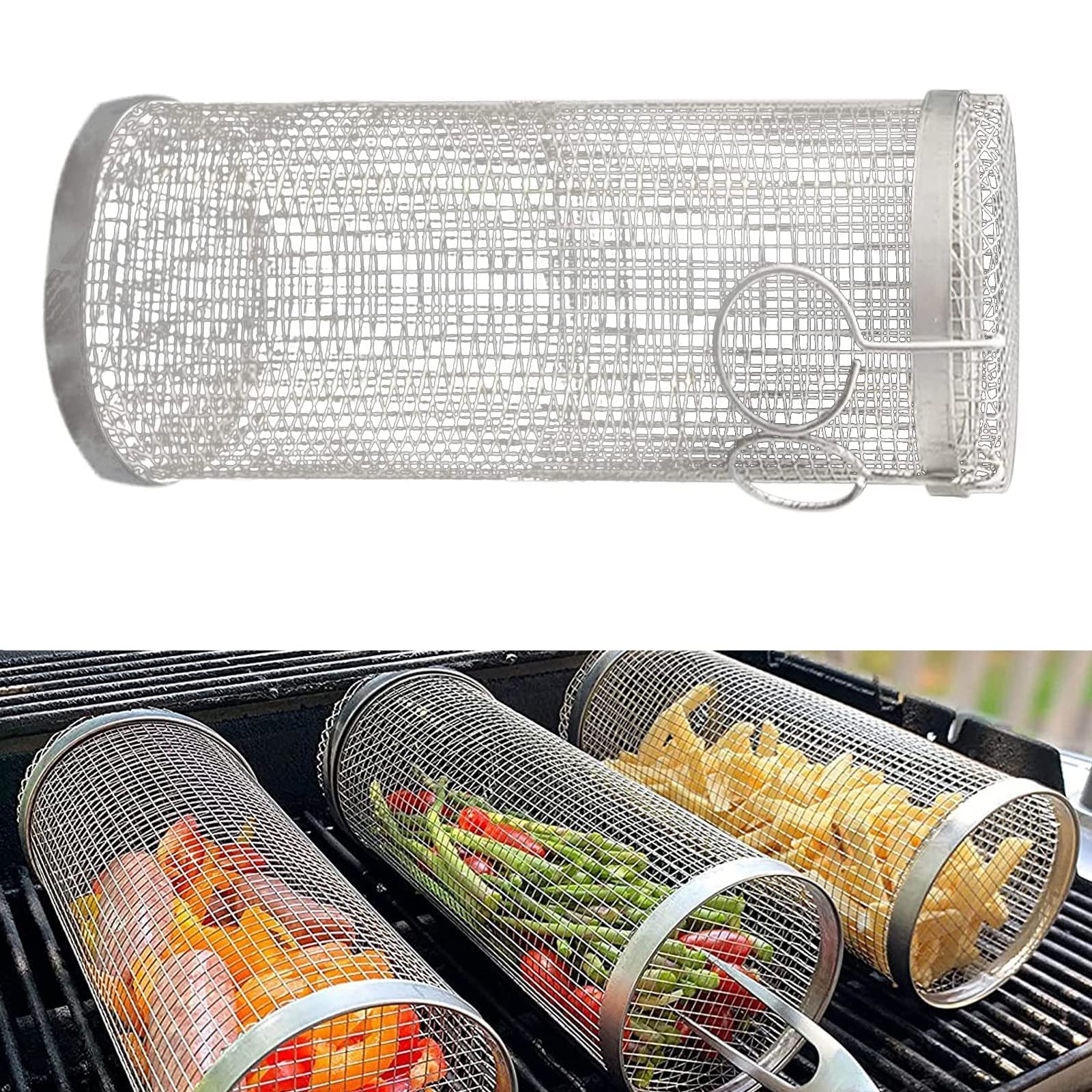 Cesto de grelhar com rodinhas, em metal, para churrasco, portátil, para camping e atividades ao ar livre. Utensílios de cozinha.