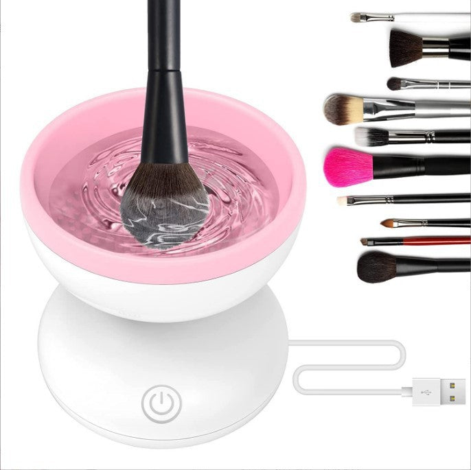 Máquina de limpeza de pincéis de maquiagem elétrica portátil automática USB, compatível com pincéis de maquiagem de todos os tamanhos.