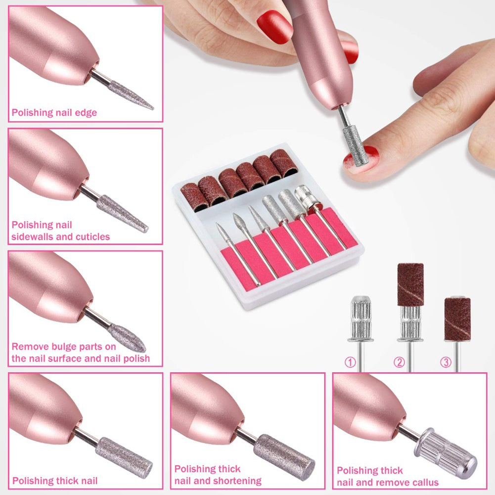 Conjunto de máquina de manicure elétrica com lixadeira USB, cortador e ferramenta para manicure e pedicure.