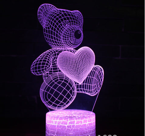 Luminária 3D LED Ursinho de Pelúcia — 16 Cores + Controle Remoto