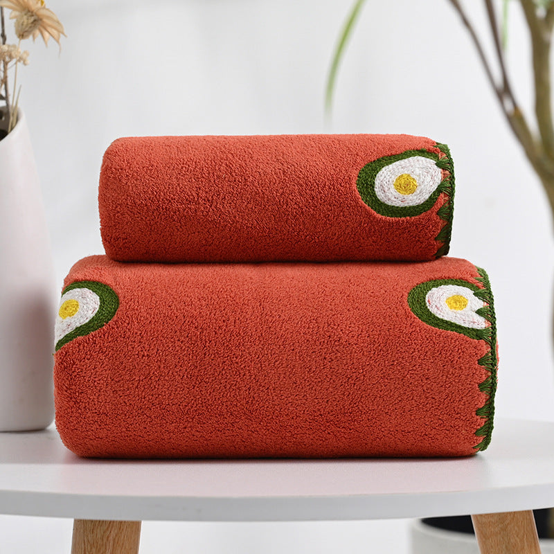Conjunto de Toalhas de Banho Toque da Vovó — Fleece Coral com Detalhes Bordados