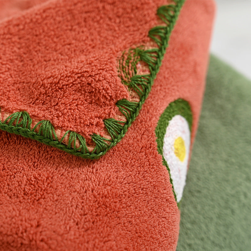 Conjunto de Toalhas de Banho Toque da Vovó — Fleece Coral com Detalhes Bordados
