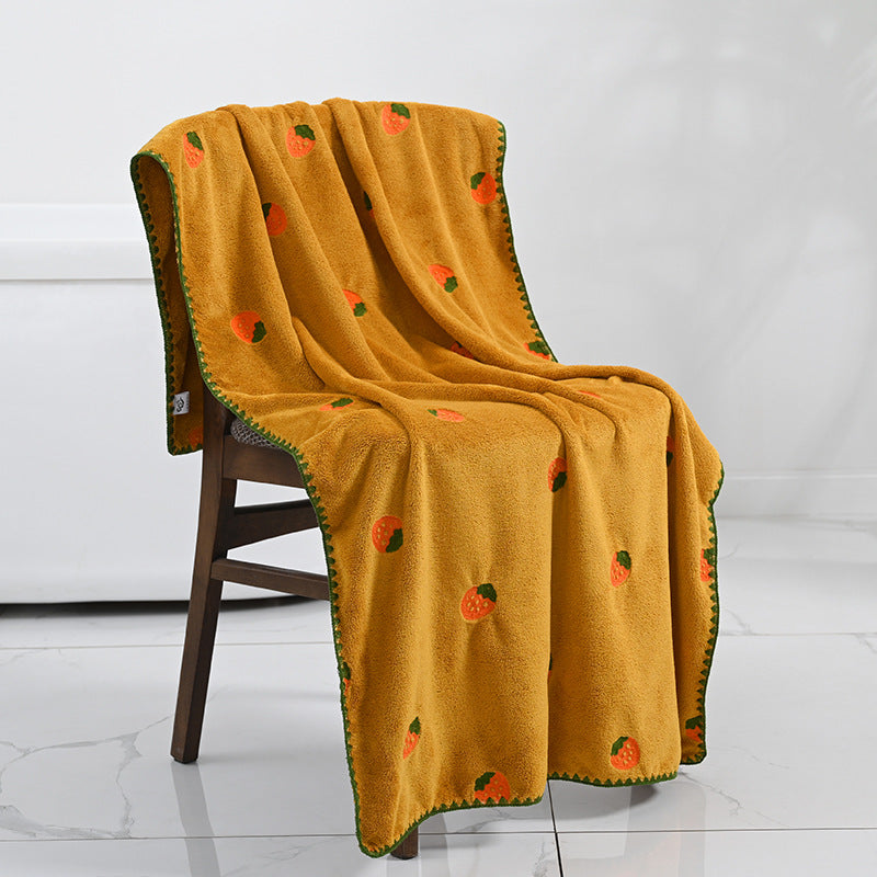 Conjunto de Toalhas de Banho Toque da Vovó — Fleece Coral com Detalhes Bordados