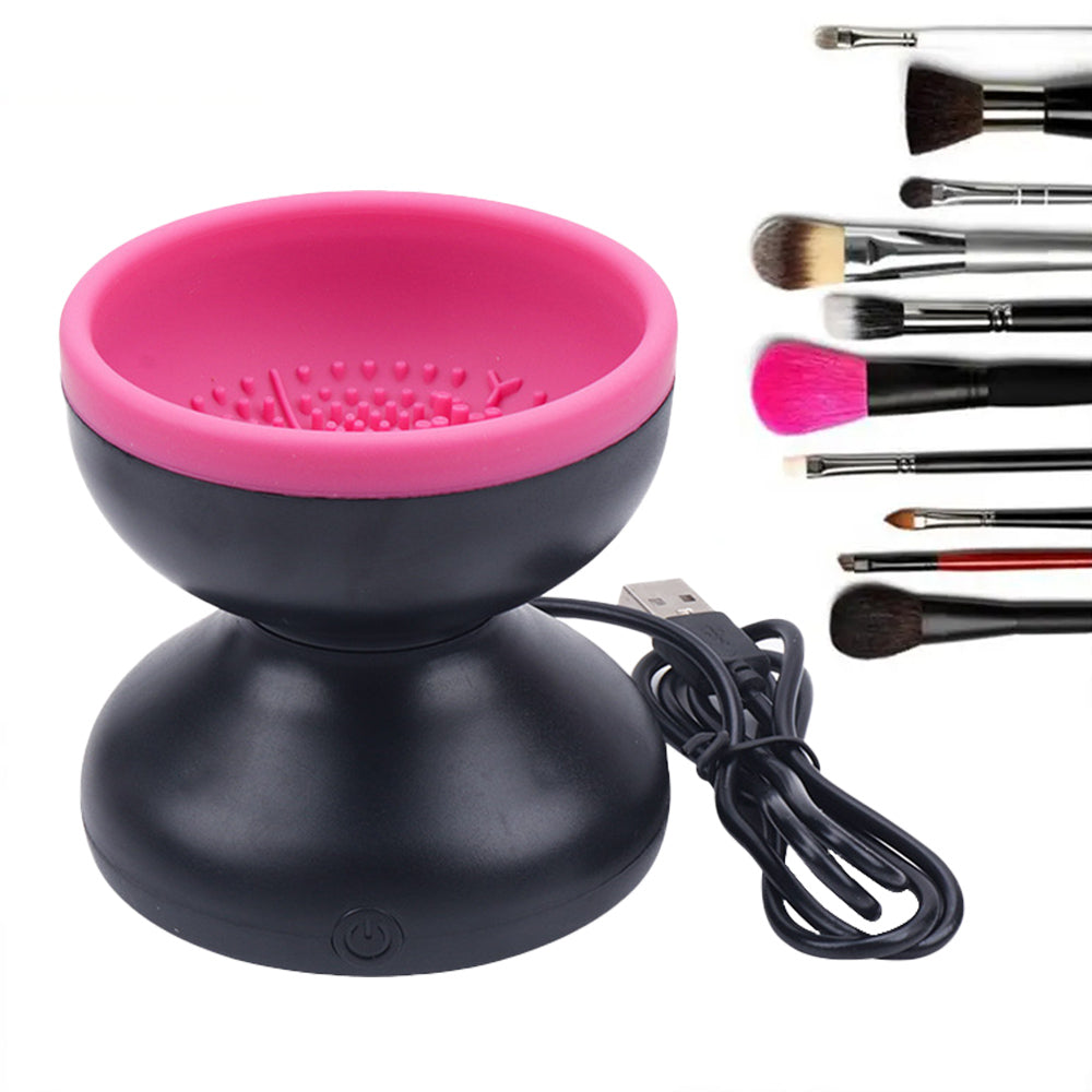 Máquina de limpeza de pincéis de maquiagem elétrica portátil automática USB, compatível com pincéis de maquiagem de todos os tamanhos.