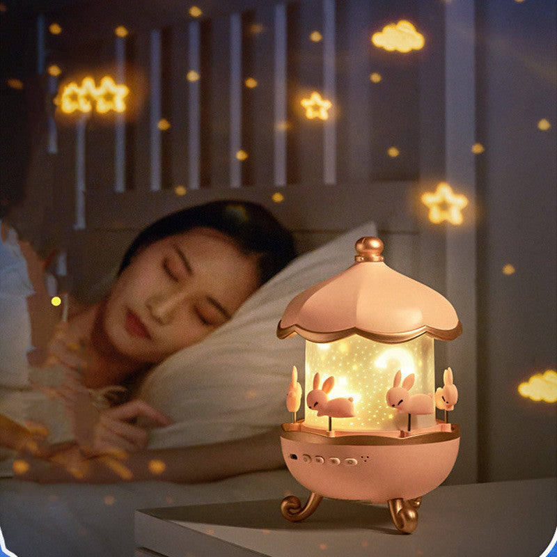 Projetor de luz noturna infantil para quarto de bebê, com rotação espacial, recarregável via USB, 12 filmes