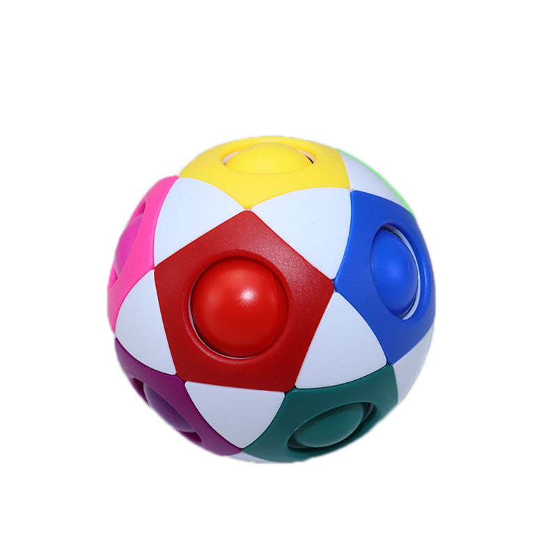 Cubo Mágico Bola Arco-Íris de Futebol Anti-Stress com 12 Furos - Brinquedo Intelectual