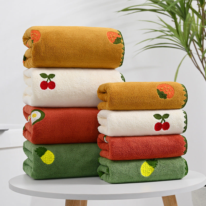 Conjunto de Toalhas de Banho Toque da Vovó — Fleece Coral com Detalhes Bordados