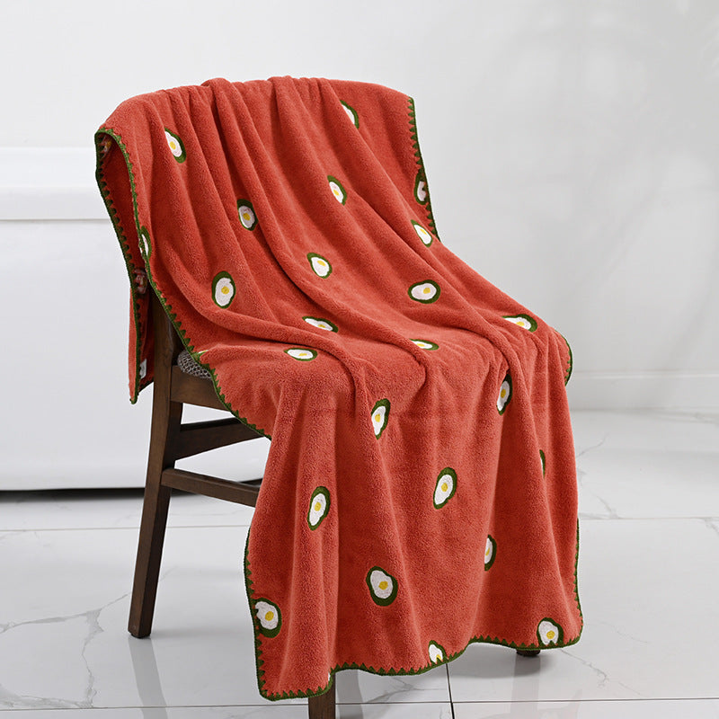 Conjunto de Toalhas de Banho Toque da Vovó — Fleece Coral com Detalhes Bordados