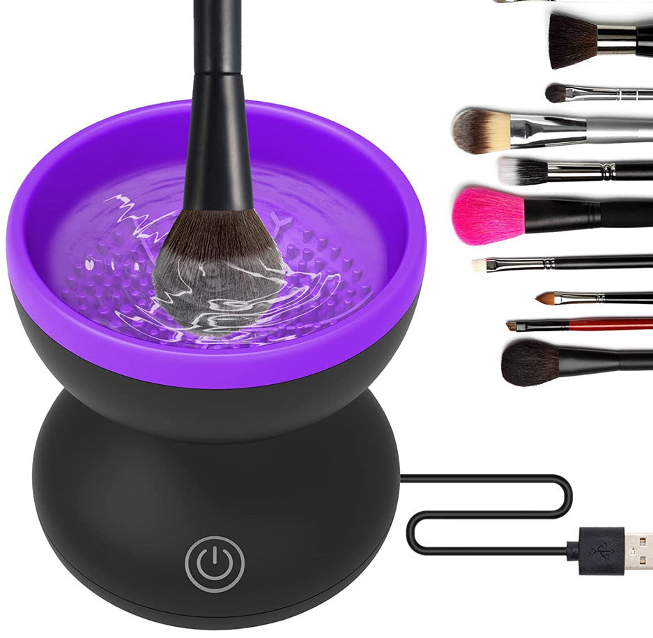 Máquina de limpeza de pincéis de maquiagem elétrica portátil automática USB, compatível com pincéis de maquiagem de todos os tamanhos.